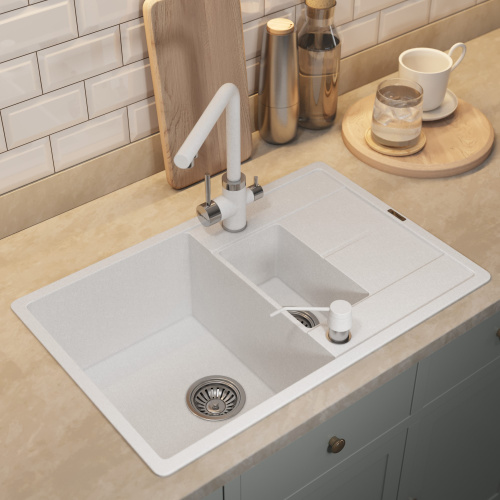 Кухонная мойка Uperwood Quartz Premium UPD-05 3910202116 78x51 цвет белый матовый - фото 3
