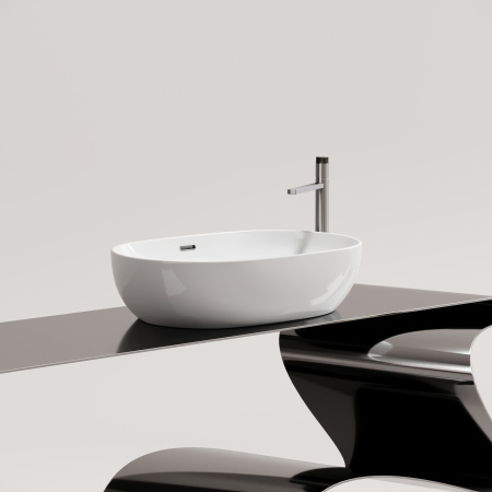 Раковина из сантехнического фарфора Ceramica Nova ELEMENT CN6064 61х42 накладная цвет белый без отверстий под смеситель