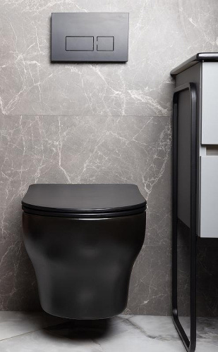 Унитаз подвесной Boheme Fiore 978-SET-B цвет черный матовый с сиденьем микролифт безободковый смыв торнадо - фото 3
