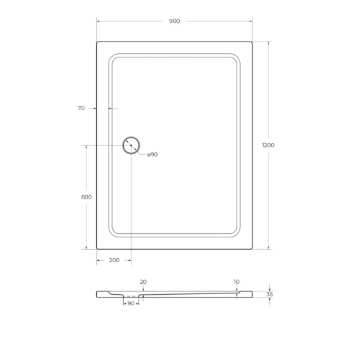 Душевой поддон Cezares TRAY-M-AH-120/90-35-W 120х90 стеклопластик белый - фото 2