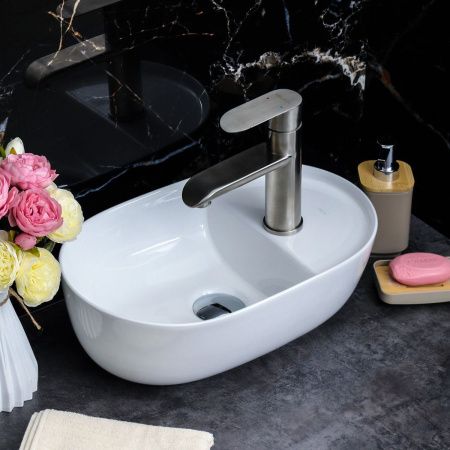 Раковина из сантехнического фарфора Melana 78352-805 40х30 накладная цвет белый 1 отверстие под смеситель