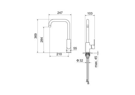 Смеситель для кухни Aquatek ЛИРА AQ1480MB на мойку черный