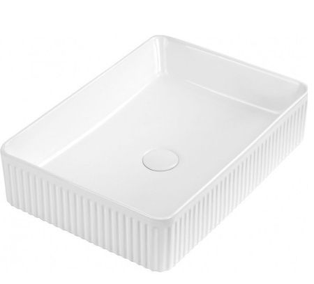 Раковина из сантехнического фарфора Sintesi SIN-LVB-APP-418 50х40 накладная цвет белый без отверстий под смеситель