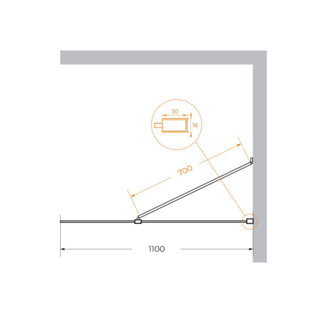 Душевая перегородка Cezares LIBERTA LIBERTA-L-1-TB-110-BR-NERO 110х195 стекло тонированное профиль черный