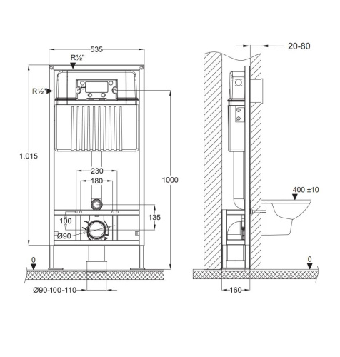 Инсталляция Bettoserb Sava Free Standing SFS40006463 с клавишей смыва DUO хром матовый/хром глянец - фото 2