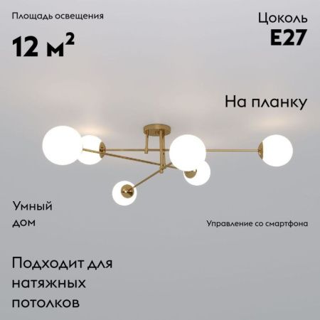 Люстра потолочная Eurosvet Netz (Нетз) 30181/6 латунь Smart