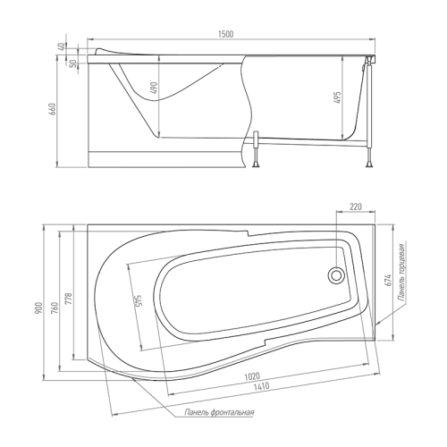 Ванна акриловая Timo VINO VINO1590L-KTVINO15-SPV1505-FPVINO15L-TPVINO15L 150х90 пристенная асимметричная с каркасом - фото 2 Ванна акриловая Timo VINO VINO1590L-KTVINO15-SPV1505-FPVINO15L-TPVINO15L 150х90 пристенная асимметричная с каркасом - фото 2