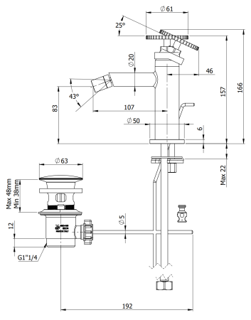 Смеситель Remer Chrono CH20NO на биде черный