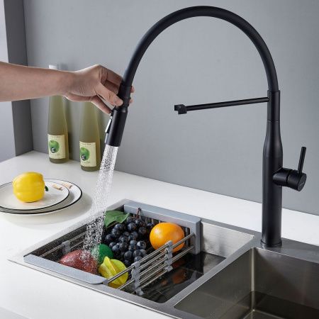 Смеситель для кухни Shevanik S123H-3 на мойку черный