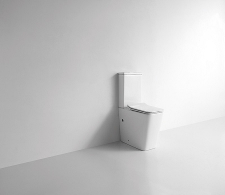 Унитаз напольный с бачком CeramaLux 2170 белый глянцевый с сиденьем микролифт безободковый каскадный смыв