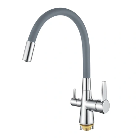 Смеситель для кухни Shevanik S668 на мойку хром/серый