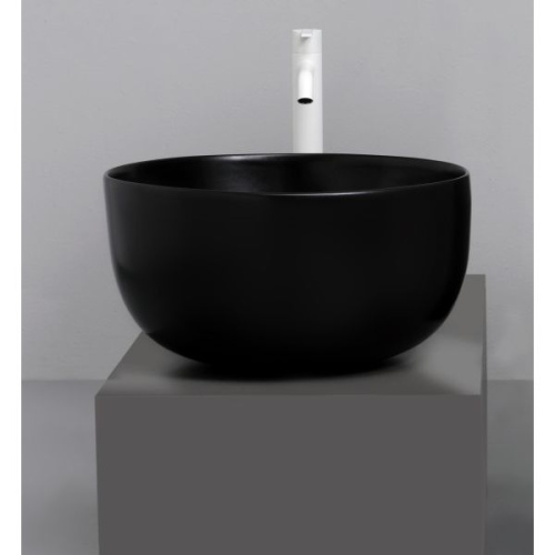 Раковина White Ceramic Dome 45 см W030705 накладная цвет черный матовый - фото 2