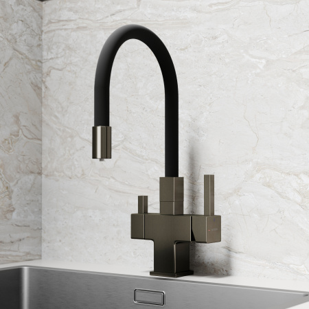 Смеситель для кухни Sancos Arno SC4005GG на мойку вороненая сталь/черный без термостата