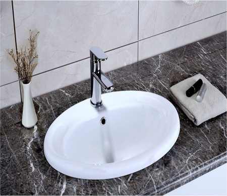 Раковина из санфаянса CeramaLux 3172 56х43 встраиваемая цвет белый