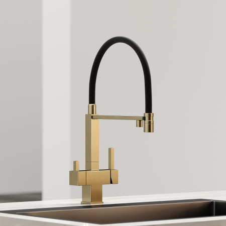 Смеситель для кухни Sancos Moro SC4006BG на мойку брашированное золото/черный