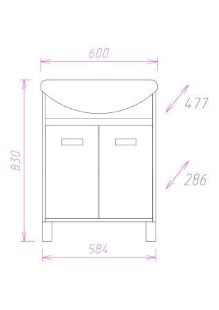Тумба под раковину Onika Гамма 106080 60х30 подвесная