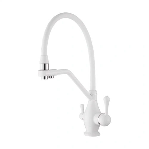 Смеситель для кухни Rose R858C на мойку белый - фото 2