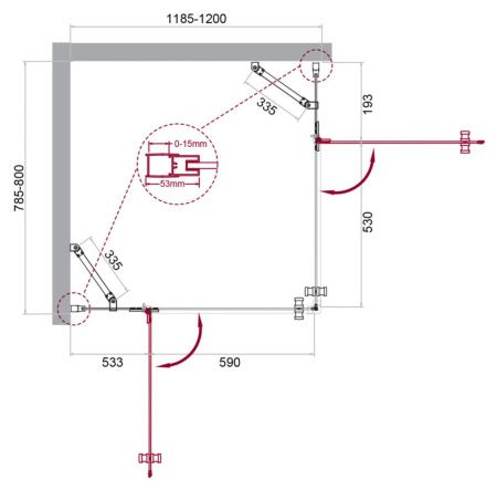 Душевой уголок BelBagno KRAFT KRAFT-AH-22-120/80-C-Cr-L 120х80 стекло прозрачное профиль хром без поддона