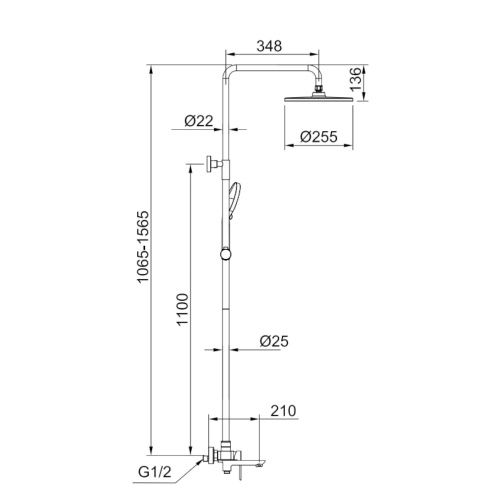 Душевая стойка Raglo R03.24 настенная цвет хром - фото 2