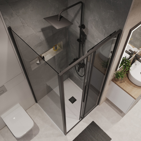 Боковая стенка Niagara Nova NG-TB90-34 90х195 стекло тонированное профиль черный матовый