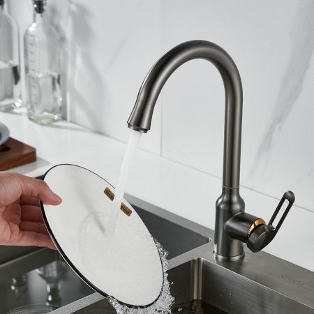 Смеситель для кухни Raffine F103T на мойку оружейная сталь