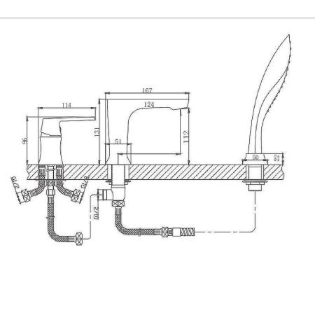 Смеситель Haiba HB804 HB80804 на борт ванны белый/хром