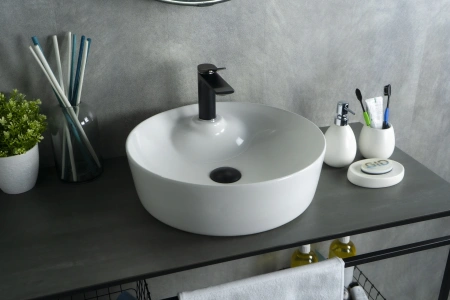 Раковина керамическая Gid Esfera 51181 40х40 накладная цвет белый 1 отверстие под смеситель