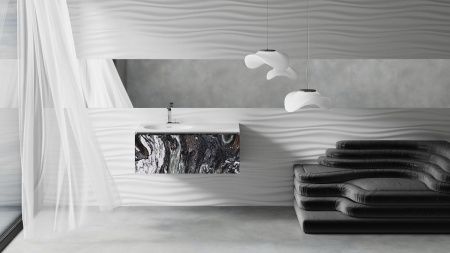 Раковина из искусственного камня S-Stone Salini Onda 1402204MN 200х70 накладная цвет белый