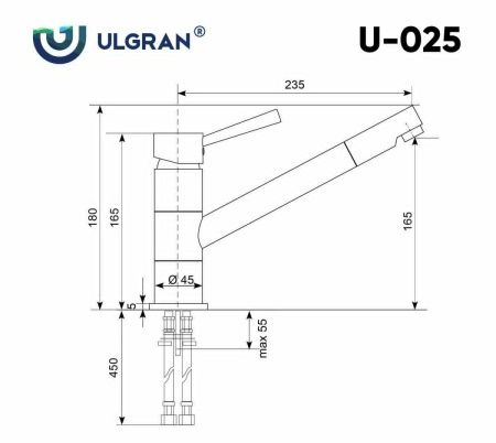 Смеситель для кухни Ulgran Classic U-025-345 на мойку коричневый