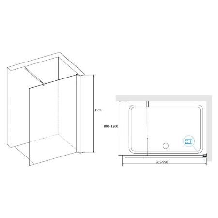 Душевая перегородка RGW Walk In 411002110-41 100х195 стекло текстурное профиль хром
