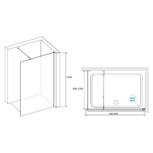 Душевая перегородка RGW Walk In 411002110-41 100х195 стекло текстурное профиль хром - фото 3