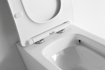 Унитаз приставной CeramaLux 3170 белый глянцевый с сиденьем микролифт безободковый каскадный смыв