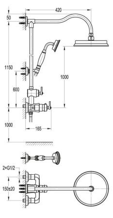 Душевая стойка Cezares LIBERTY LIBERTY-F-CD-T-01 настенная цвет хром