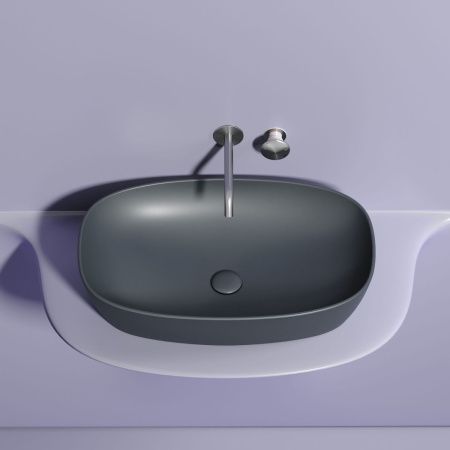 Раковина из сантехнического фарфора Ceramica Nova ELEMENT CN6049MDH 60х40 накладная цвет черный без отверстий под смеситель