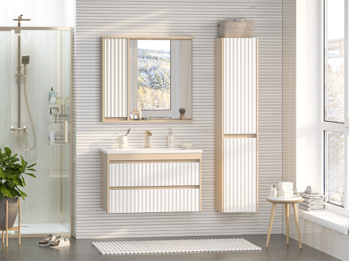 Зеркало-шкаф Brevita Balaton BAL-04090-03-01Л 88х14х80 подвесной цвет белый/бежевый - фото 5 Зеркало-шкаф Brevita Balaton BAL-04090-03-01Л 88х14х80 подвесной цвет белый/бежевый - фото 5