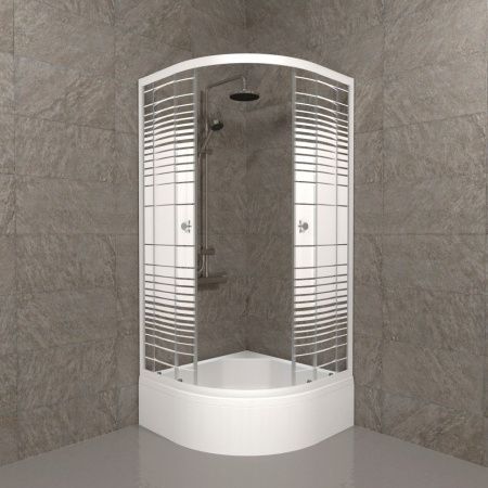 Душевой уголок Тритон Стандарт Щ0000061787 100х100 стекло с рисунком профиль белый с поддоном