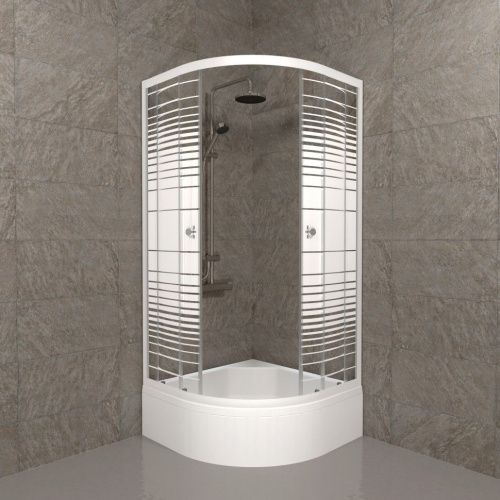 Душевой уголок Тритон Стандарт Щ0000061787 100х100 стекло с рисунком профиль белый с поддоном - фото 4