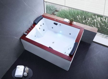 Ванна акриловая гидромассажная Gemy G9052 II B L 185х150 пристенная прямоугольная с каркасом