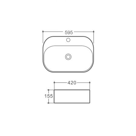 Раковина из сантехнического фарфора Vincea VBS-306 60х40 накладная цвет белый 1 отверстие под смеситель