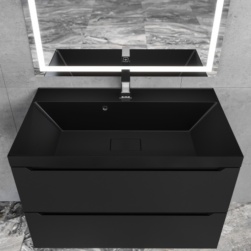 Раковина из литьевого мрамора Uperwood Classic New RClassicNew80bg 80х45 полувстраиваемая цвет черный глянцевый - фото 3