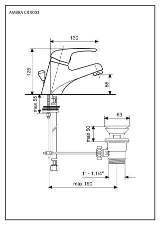 Смеситель для раковины Emmevi Ambra 9003/NO на столешницу черный/золото
