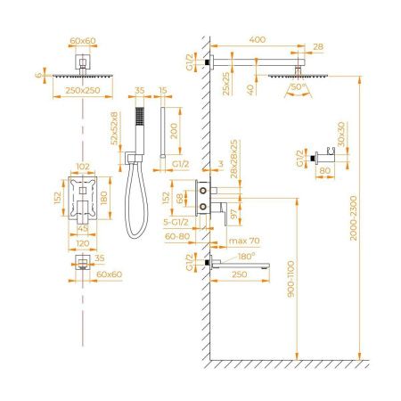 Душевая система RGW Shower Panels 51140856-04 встраиваемая в стену цвет черный