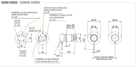 Смеситель для душа Remer X Style X96D3XV встраиваемый в стену нержавеющая сталь
