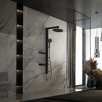 Душевая стойка Vincea Inspire VSFS-3I11MB настенная цвет черный матовый