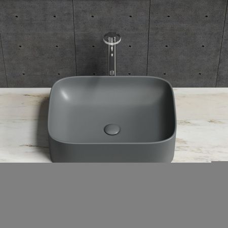 Раковина из сантехнического фарфора Ceramica Nova ELEMENT CN6052MDH 50х40 накладная цвет черный без отверстий под смеситель