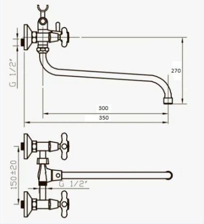 Смеситель для ванны D-Lin D146806 настенный хром