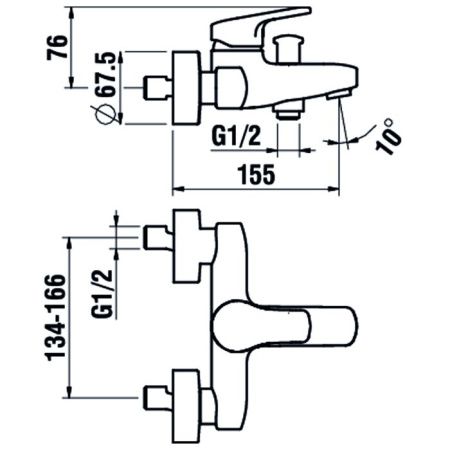 Смеситель для ванны Laufen Citypro 3.2195.7.004.400.1 настенный хром