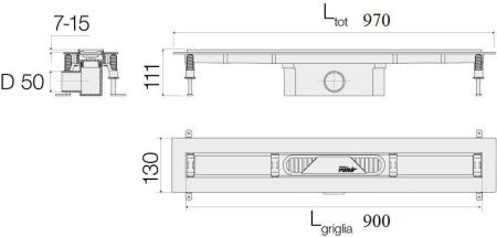 Душевой лоток Valsir Linea VS0701953 90х5 хром