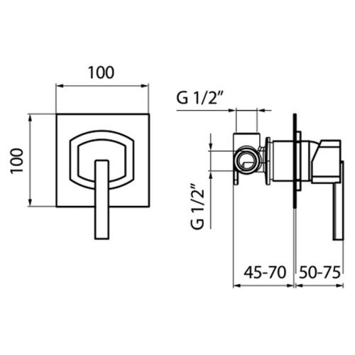 Смеситель для ванны и душа Webert Azeta AZ880101015 настенный хром - фото 3