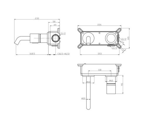 Смеситель для раковины Bronze de Luxe FOCUS 24686CM встраиваемый в стену хром - фото 3